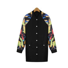 Plus Size XL-5XL Fashion New Outerwear Female Baseball O-neck Long High Quality Print Zip up 70218