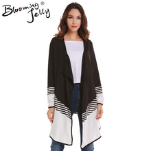 Plus Size XXL Long Knitted Cardigans Colorblock Irregular Hem Top Kimono Patchwork Cardigans Striped Loose Fall