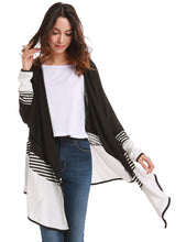 Plus Size XXL Long Knitted Cardigans Colorblock Irregular Hem Top Kimono Patchwork Cardigans Striped Loose Fall