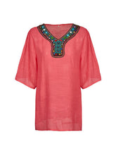 Plus Sizes L~3XL Colorful Bead Ethnic Embroidery African Blouse Sheer Long Shirts Women 2017 Women Loose Oversized Big Size