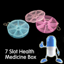 Portable Organizer Pill Round Box 7 Slot Health Pill Box Case Medicine Drug