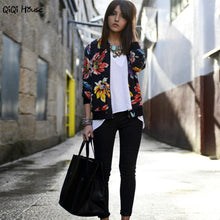 Printed Baseball Jacket Women Floral Long Sleeve Fashion Outwear Jackst Basic Bomber Women Coats Abrigo Mujer#A120