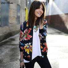 Printed Baseball Jacket Women Floral Long Sleeve Fashion Outwear Jackst Basic Bomber Women Coats Abrigo Mujer#A120