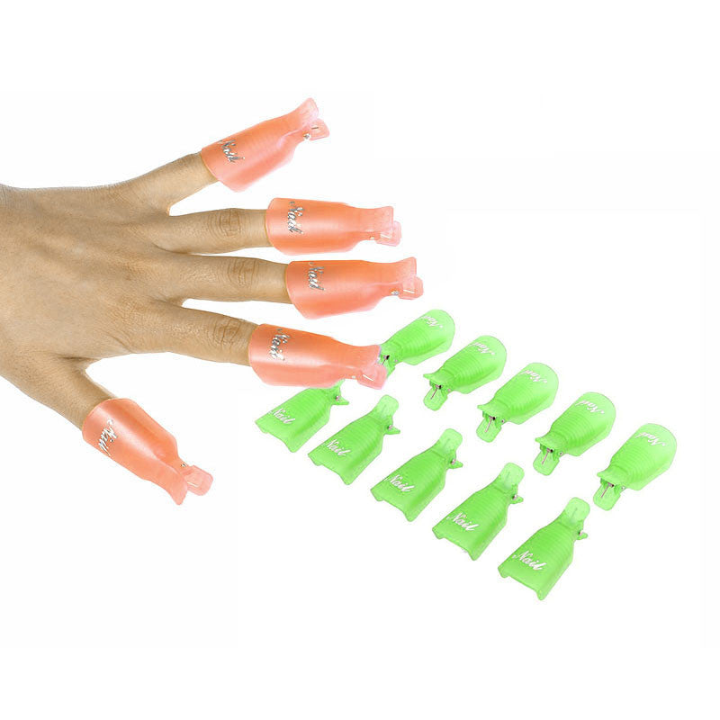 Promotion ! New Green/Orange 10PC Plastic Nail Art Soak Off Cap Clip UV Gel Polish Remover Wrap Tool Wholesale 2017 Anne