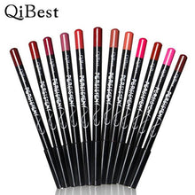 Qibest 2017 Hot sale women 12pcs Waterproof Lip Liner Pencil Long lasting lipsticks Lipliner Makeup tools Brillo de labios