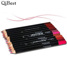 Qibest 2017 Hot sale women 12pcs Waterproof Lip Liner Pencil Long lasting lipsticks Lipliner Makeup tools Brillo de labios