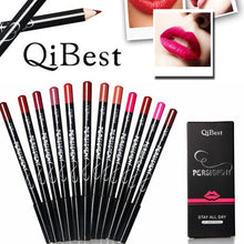 Qibest 2017 Hot sale women 12pcs Waterproof Lip Liner Pencil Long lasting lipsticks Lipliner Makeup tools Brillo de labios