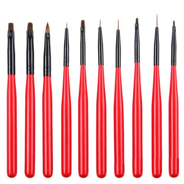 Realer 15cm 10 PC Nail Art Acrylic Gel Design Brush Set Painting Pen Tools Kit Anne