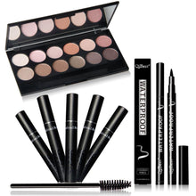 Realer modification of the eye contour Qibest perfect combination of eye makeup Eye Shadow + Mascara + Eyeliner Anne
