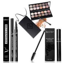 Realer modification of the eye contour Qibest perfect combination of eye makeup Eye Shadow + Mascara + Eyeliner Anne