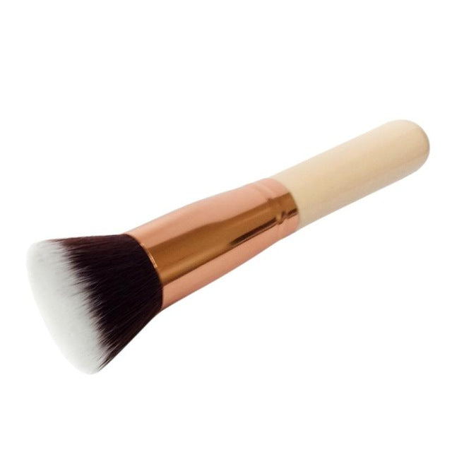 Realer synthetic hair Wood Makeup Brush Cosmetic Brushes Kabuki Face Nose Powder Foundation Tool Anne