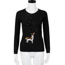 Red Christmas Sweater Women Deer Pearl Sequins Winter Autumn Pullovers Long Sleeve Pullover Chandail Femme#A12