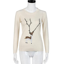 Red Christmas Sweater Women Deer Pearl Sequins Winter Autumn Pullovers Long Sleeve Pullover Chandail Femme#A12