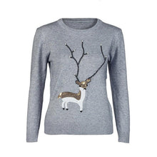 Red Christmas Sweater Women Deer Pearl Sequins Winter Autumn Pullovers Long Sleeve Pullover Chandail Femme#A12
