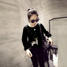 Red Christmas Sweater Women Deer Pearl Sequins Winter Autumn Pullovers Long Sleeve Pullover Chandail Femme#A12