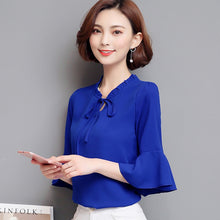 S-4XL Plus Size New 2017 Fashion Summer Elegant Blouse Bow Tie Shirt Ruffled Collar Butterfly Sleeve Blusas Women Tops