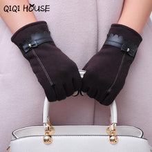 Screen Gloves Cotton Warm PU Bow Cute Kroean Style Elegant Gloves Winter Outdoor Gloves Handschoenen Winter Dames#E823