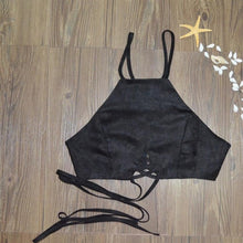 Sexy Bandage Camisole Cleavage Sleveless Halter Breathable Tank Tops Black Cropped Tops Roupas Sexy E Sensuais#212
