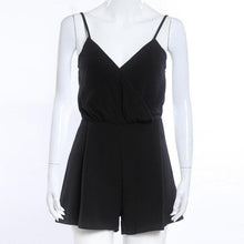 Sexy Black Jumpsuits Deep V-Neck Strap Cross Bandage Sleeveless Rompers For Women Tuta#B705