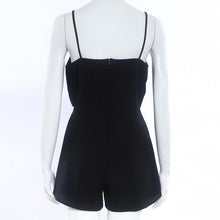 Sexy Black Jumpsuits Deep V-Neck Strap Cross Bandage Sleeveless Rompers For Women Tuta#B705