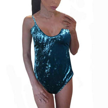 Sexy Choker V Neck Bodysuits Long Sleeve Shiny Velvet Women Autumn Spring Backless Bodysuits Rompers Women #1212