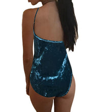 Sexy Choker V Neck Bodysuits Long Sleeve Shiny Velvet Women Autumn Spring Backless Bodysuits Rompers Women #1212