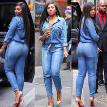Sexy Denim Jumpsuit Long Sleeve Deep V-Neck Bandage Casual Jumpsuits Woman Rompers Womens Jumpsuit Summer#C805