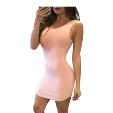 Sexy Dress Backless Pink Solid Sheath Mini Summer Dress Vestido De Festa Curto#B711