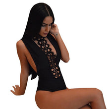 Sexy Jumpsuit 2017 Black Sleeveless Jumpsuit Lace Hollow Out Sexy Chocker Women Bodysuit Rompers Womens#1521