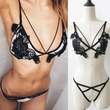 Sexy Lace Floral Hollow Out Bra Crop Top Summer 2017 Women Cropped Bustier Bustier Vest Unpadded Bralette Bra +G-string Set #23