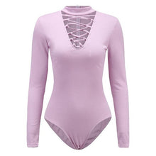 Sexy Rompers For Women Cross Bandage Bodysuit Long Sleeve Halter V-neck Sexy One Piece Outfits #A11