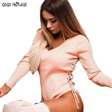 Sexy Rompers Long Sleeve Hollow Out Pink Slim One Piece Jumpsuit V-Neck Tops One Piece Bodysuits For Women#C905