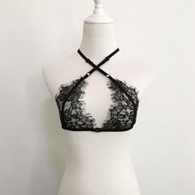 Sexy Top Lace Cross Bandage Hollow Out Translucent Underwear Top Crochet Halter Tops Regatas Feminina#B922