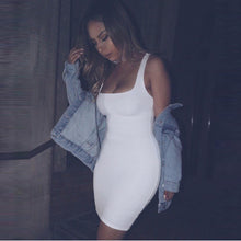 Sexy Women Basic Dress Slim White Sleeveless Bodycon Front Splite Club Wear Short Mini Dress Womens vestidos #1215