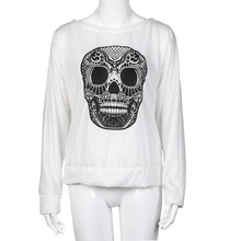 Skull Printing Top Women Loose Sexy Women Long Sleeve Casual Blouse Pullovers Autumn Basic Top Camisas Femininas 2016#C928
