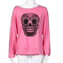 Skull Printing Top Women Loose Sexy Women Long Sleeve Casual Blouse Pullovers Autumn Basic Top Camisas Femininas 2016#C928