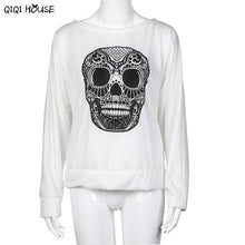 Skull Printing Top Women Loose Sexy Women Long Sleeve Casual Blouse Pullovers Autumn Basic Top Camisas Femininas 2016#C928