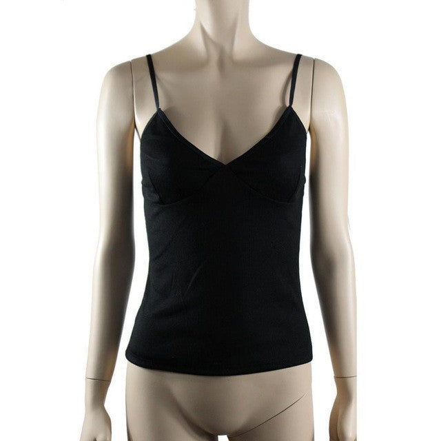 Sleeveless Tank Top For Women Cotton Blend Sexy V Neck Solid Crop Tops Cami Tank Tops Female Summer Style #25