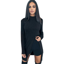 Spring Autumn Winter Women Sweater Splite Solid Warm Long Knitted Sweaters and Pullovers For Women Turtleneck Ladies Jumper #WY