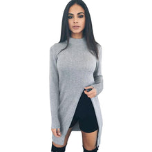 Spring Autumn Winter Women Sweater Splite Solid Warm Long Knitted Sweaters and Pullovers For Women Turtleneck Ladies Jumper #WY