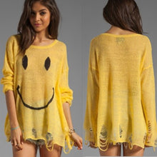 Spring WILDFOX Hole Loose Knit Sweater Smile Face Smiling Hole Pullover Sweater
