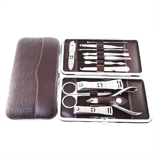 Stainless Nipper Cutter Nail Clipper Pedicure Manicure Set Kit Case 12 in 1 Set