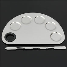 Stainless Steel Cosmetic Semicircle Five-hole Makeup Palette Nail Art Palette Mixing Spatula Cosmetic Makeup Tool Kits