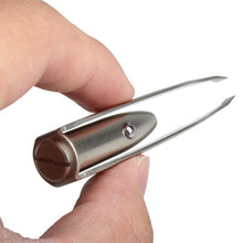 Stainless Steel Make Up Tool LED Light Eyelash Eyebrow Hair Removal Tweezer