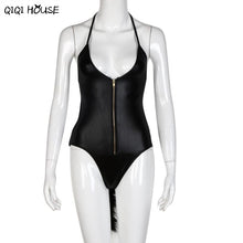Strapless Jumpsuit Halter Backless Cat Tail Night Entertainment Sleeveless Romper Sous Vetement Femme Sexy#B831
