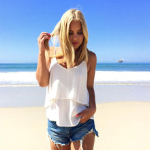Strapless Top Chiffon Backless Solid Loose Tank Crop Tops Vest Shirt Casual Beah Summer Halter Tops#B721
