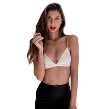 Strappy Bra Solid Pink Top Backless Triangle Sexy Bra Padded Underwear Summer Beach Bustier Bra Sleepwear#B721