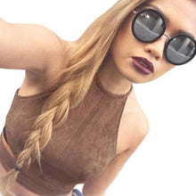 Suede Woman Sleeveless Bodycon Tank Top Halter Cropped Women Bustier Bra Cropped Feminino#121