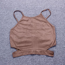 Suede Woman Sleeveless Bodycon Tank Top Halter Cropped Women Bustier Bra Cropped Feminino#121