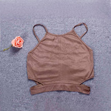 Suede Woman Sleeveless Bodycon Tank Top Halter Cropped Women Bustier Bra Cropped Feminino#121